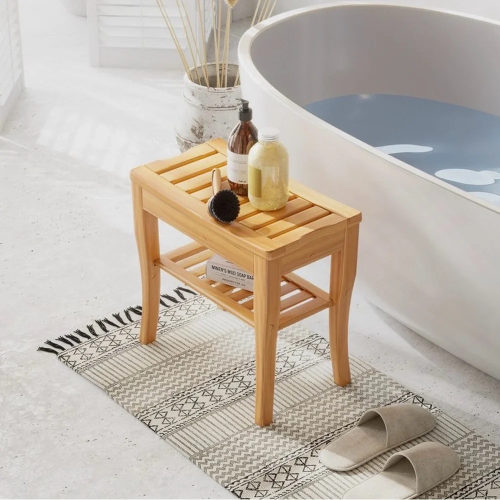 Natural Bamboo Bath Storage Bench